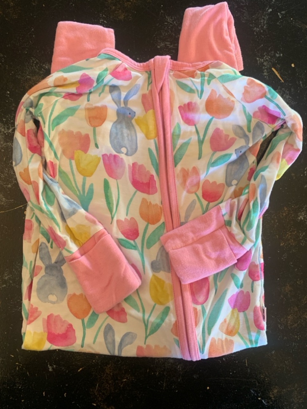 Little Sleepies Pink Floral & Bunny Print Zip Pajamas
